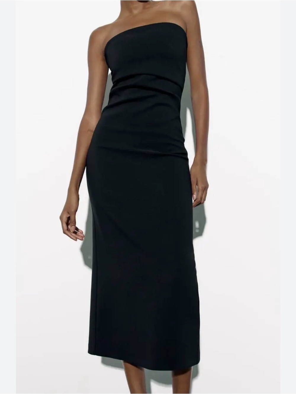 Zara Black Strapless Midi Dress